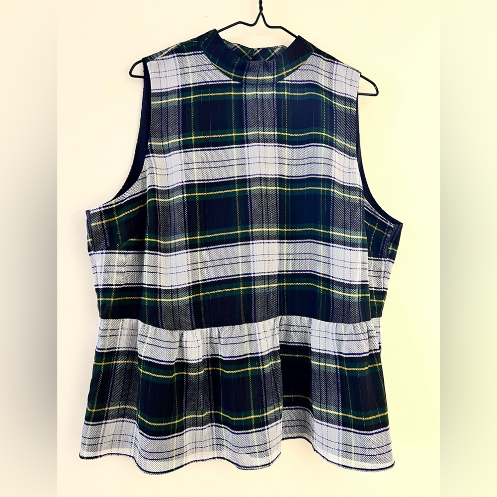 New Jcrew tartan plaid peplum top.